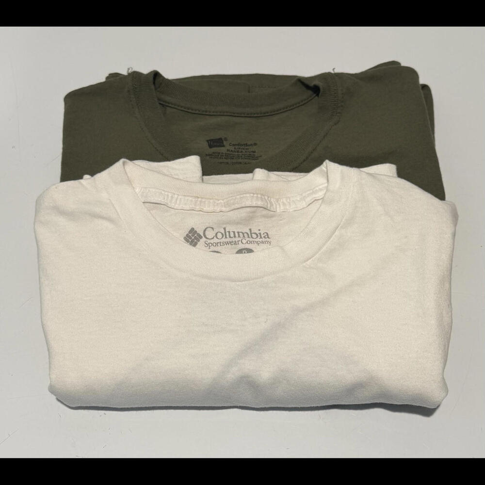 Mens 2 Pcs T Shirts Size Small White/Green